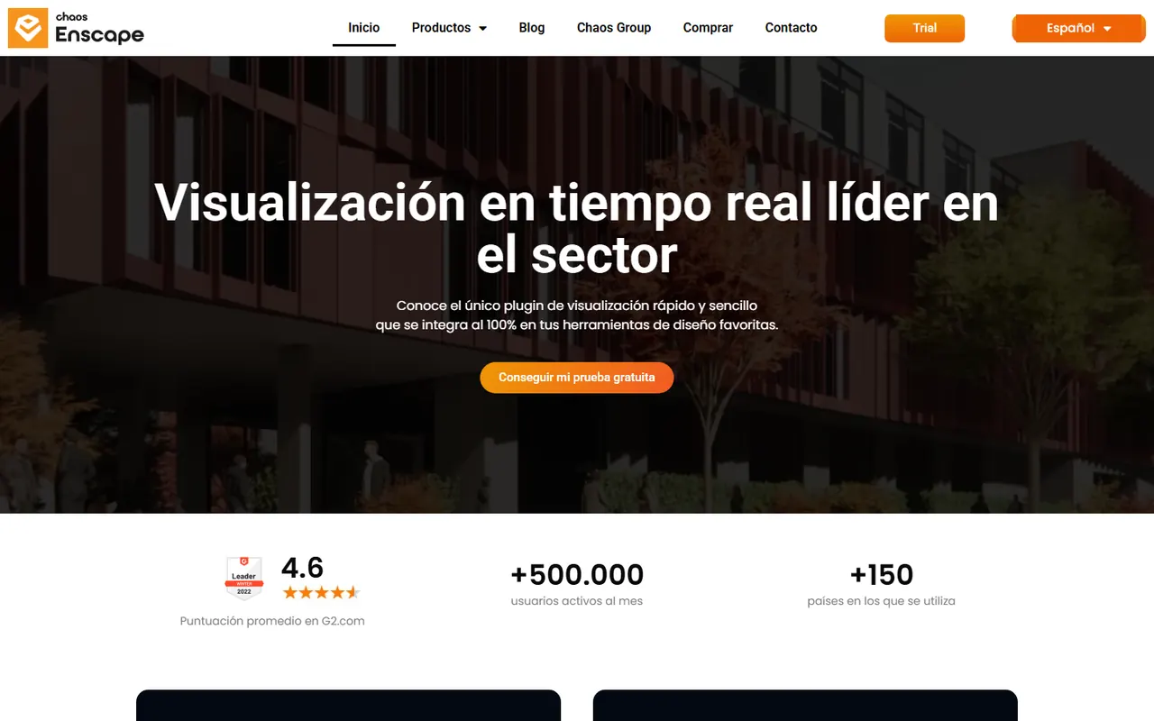 Enscape — Chaos real-time visualization landing page