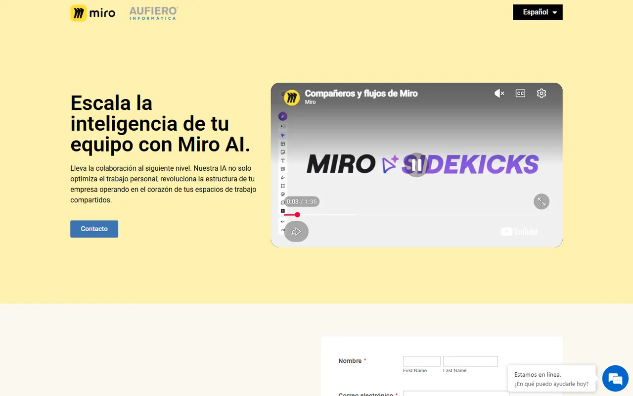 Miro AI landing page by Aufiero Informática